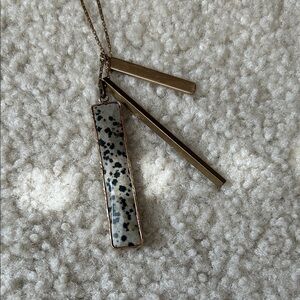 Anthropologie Gold Bar Pendant Necklace with Speckled Stone